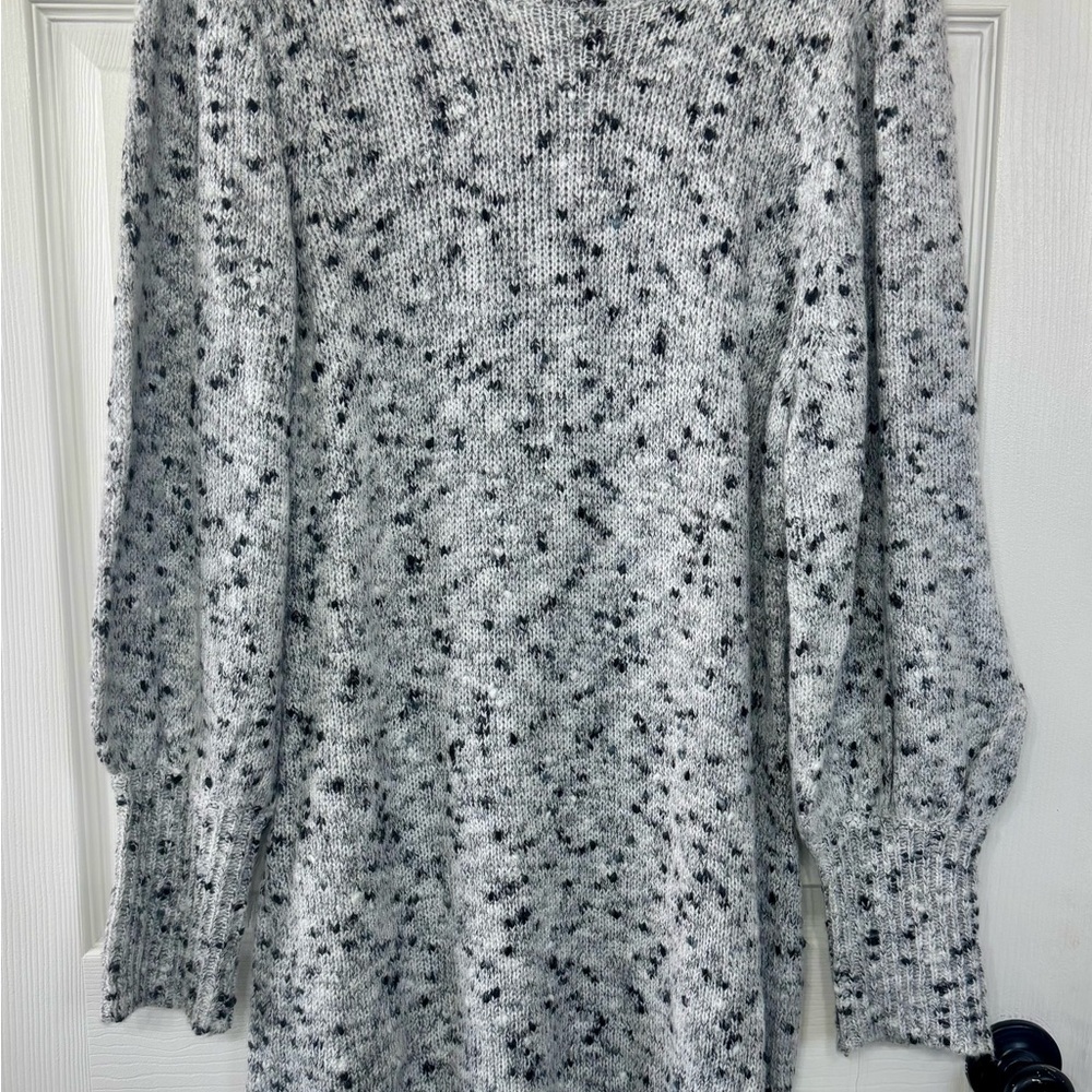 Elegant Gray Long Sleeve Knit Dress